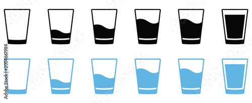 Water drop shape blue water drop icon set representing minimal droplet symbols