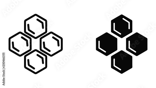 Tableau sur toile Black and white benzene ring chemical structure illustration