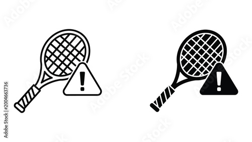 Εκτύπωση καμβά Broken tennis racket with warning sign icons
