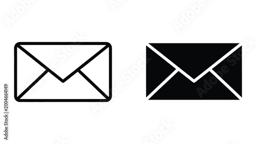 Minimalist envelope icon with cross lines in black and white