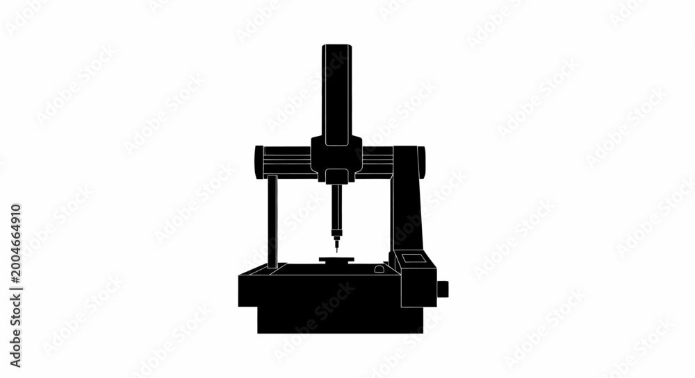Fototapeta premium Coordinate measuring machine silhouette on a white background