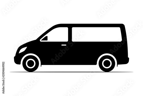Minivan icon. Black silhouette. Side view. Vector simple flat graphic illustration. Isolated object on a white background.