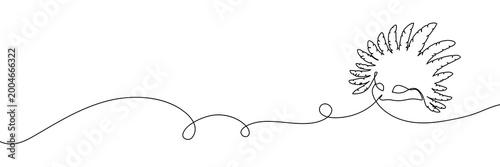 Fotografija Continuous one line mask carnival masquerade feather venetian background party