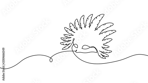 Εκτύπωση καμβά Continuous one line mask carnival masquerade feather venetian background party