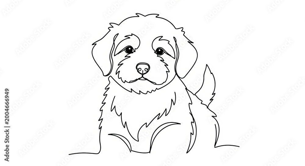 Fototapeta premium Cute Puppy Portrait in Cartoon Doodle Style, Adorable Dog Breed Illustration, Fun Art Idea