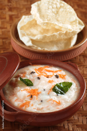 Carrot Curd rice with appalam