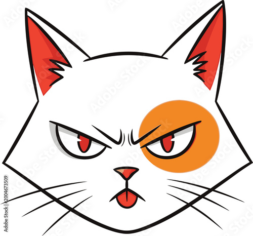 Canvas-taulu Angry cartoon cat face a sketchy illustration of feline displeasure