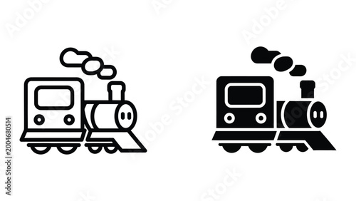 Two vintage steam trains illustration with smoke