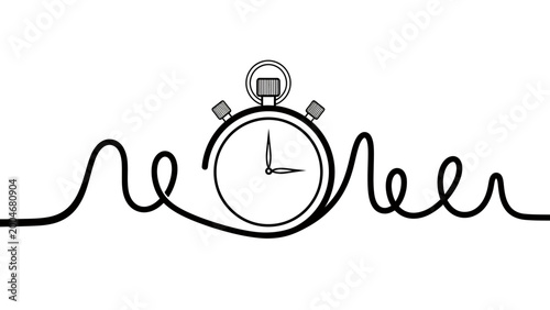 Photos Stopwatch with a coiled line indicating passage of time