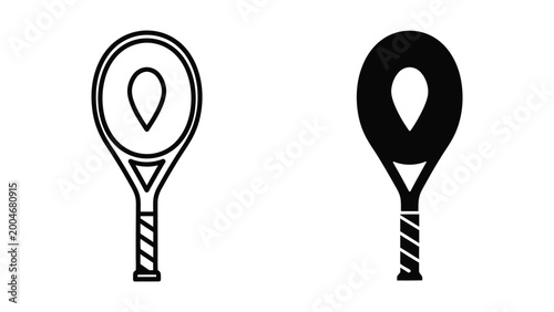 Foto Black and white tennis racket icon with grip