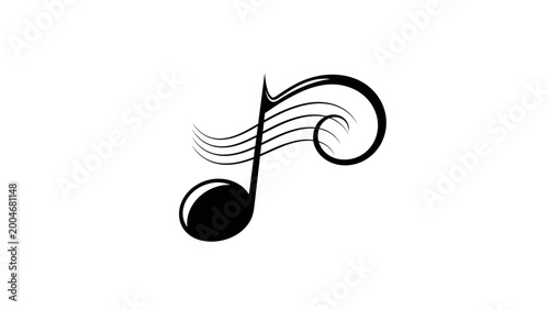 Tableau sur toile Stylized musical note with flowing lines and a decorative flourish