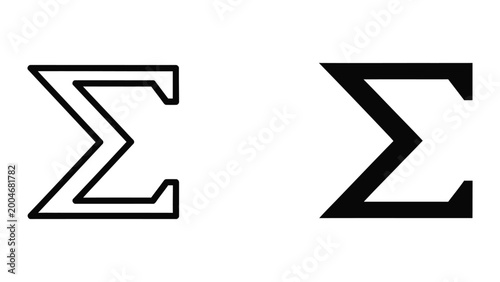 Tableau sur toile Black and white stylized sigma symbol with thick outline