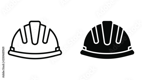 Black and white construction safety hard hats with ventilation