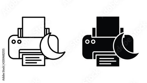 Foto Cartoon printer with smiling face spitting paper