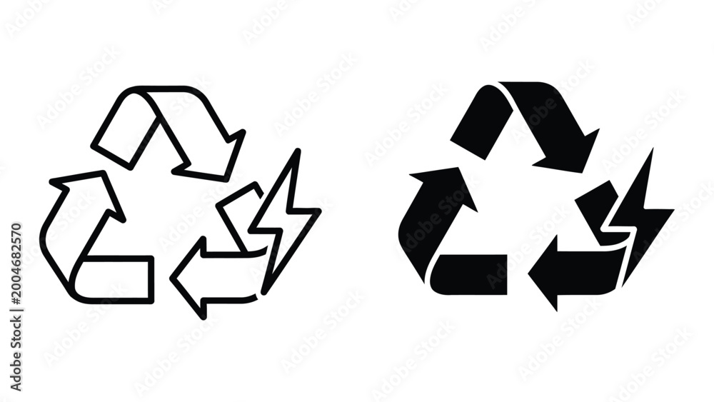 Obraz premium Recycling symbol and modern recycling logo comparison