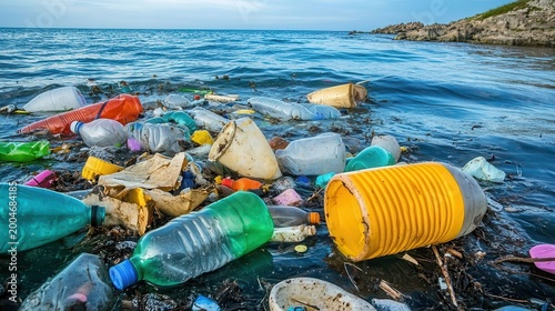 Oceanic Plastic Pollution: A Landscape of Floating Debris and Discarded Waste Threatening Marine Environments