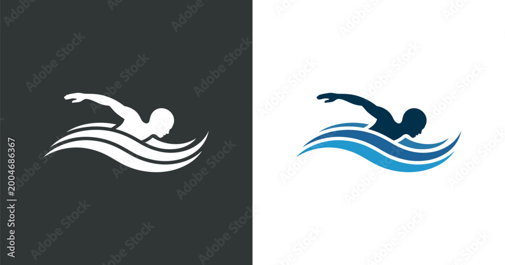 Obraz premium Swimmer Silhouette with Water Waves Vector Illustration spring silhouette on a black background high quality professional detailed