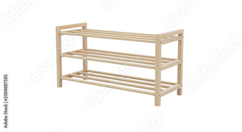 Wooden shoe rack shelf isolated transparent background
