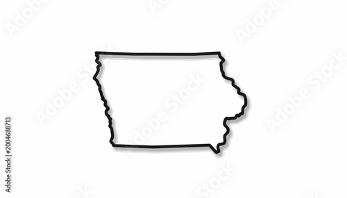 Foto Iowa State Map Outline, Vector Illustration, Black Silhouette, Geographic Bounda