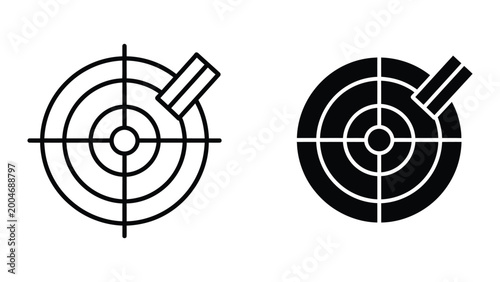 Foto Target with crosshair and arrow hit mark vector icons