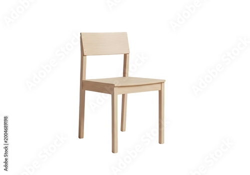 A light wood chair with a simple design isolated on transparent background
