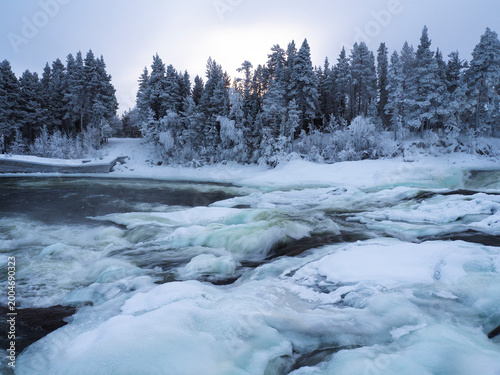 winter waterfall Storforsen
