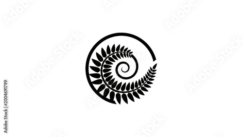 Photos Black spiral fern frond within a broken circle