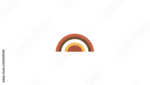 Obraz na plátně Abstract semi-circle composed of three arched bands in warm earth tones