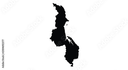 Tableau sur toile malawi map silhouette against a white background