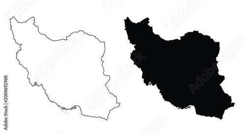 iran map outline and filled silhouette high quality