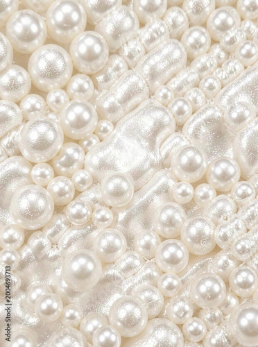 Shiny pearls with light reflection.