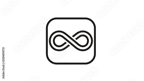 Slika na platnu Black infinity symbol within a rounded square, graphic design