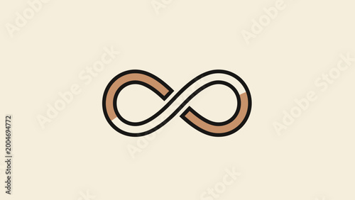 Foto A minimalist infinity symbol with brown and black outlines on a cream background