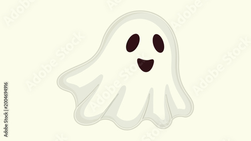 Foto A cute, cartoonish white ghost with a happy expression