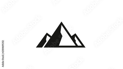 Stylized black mountain range graphic on a white background