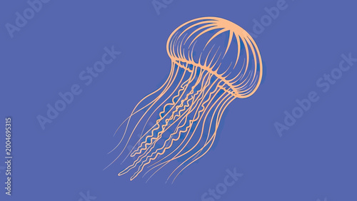 Orange jellyfish illustration on a muted purple background