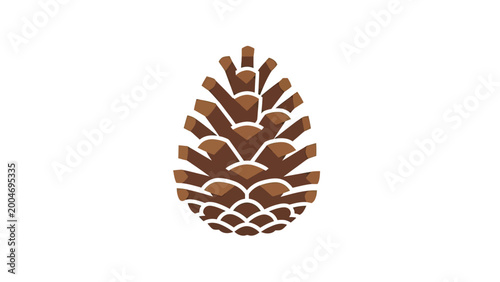 Stylized pine cone illustration with brown scales on white background