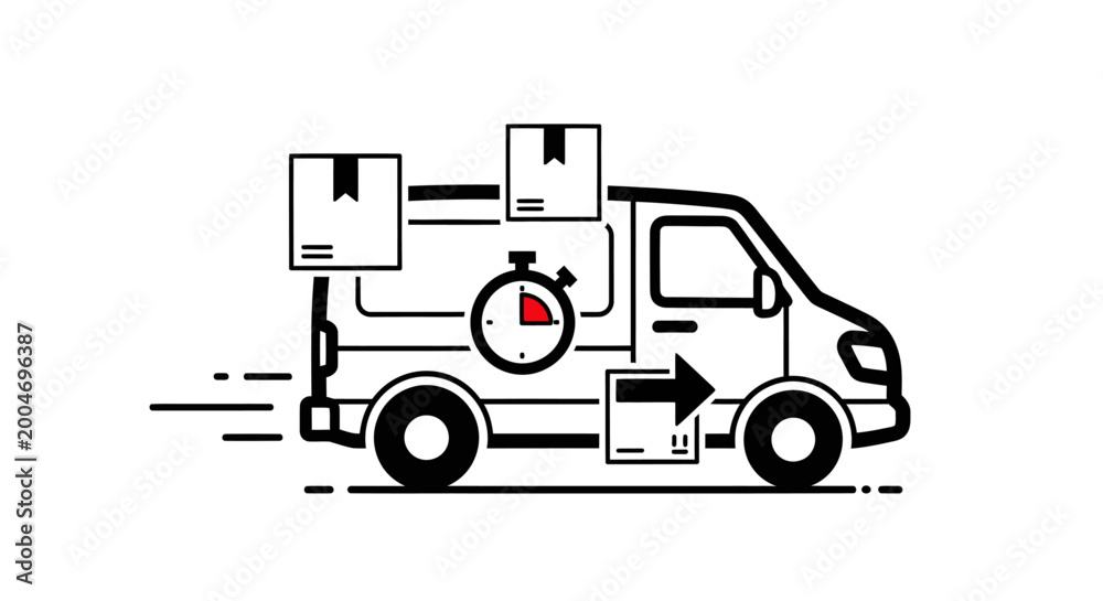 Fototapeta premium Modern White Delivery Truck for Logistics and Freight Transport