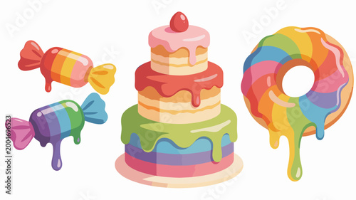 Obraz na płótnie A playful illustration of melting candies creates a sweet and vibrant mood, perf