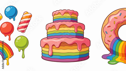 A vibrant and playful image of colorful slime blobs and shapes. Ideal for cheerful designs, kid's products, or marketing materials needing a fun, ener