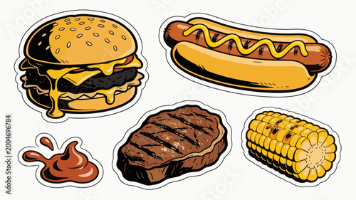 A vibrant and appetizing illustration of a juicy burger dripping with melted cheese and sauce. Perfect for restaurant menus, food blogs, or fast food 