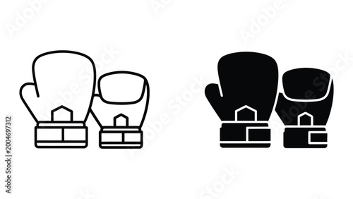Tableau sur toile Black and white boxing gloves with house icons on platform