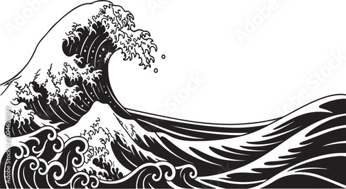 Japanese Wave Great Wave Style Illustration Design