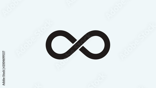 Canvas Print A solid black infinity symbol rendered centered against a pale blue background