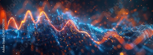 Vibrant energy visualization of pulsating energy, vibrant waves of light flow and dance, weaving a symphony of motion and color.