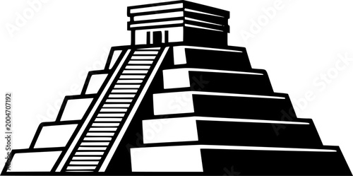 Aztec Pyramid Silhouette Icon Ancient Temple Outline Design