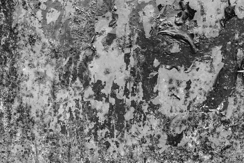 Obraz na plátně Old peeling gray paint weathered dirty worn grey obsolete metal texture messy ba