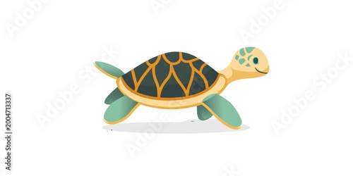 Cartoon sea turtle swimming marine animal illustration