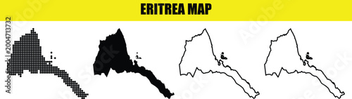 Tableau sur toile Four variations of eritrea map including dotted, solid black, and outline styles