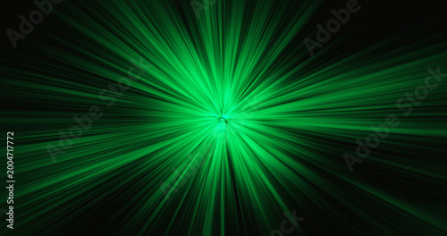 Vibrant neon green light rays radiating from center for modern abstract digital art and tech background design
